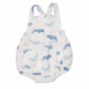 ANGEL DEAR Baby Boy Whale Hello There Retro Muslin Sunsuit - 12-18M